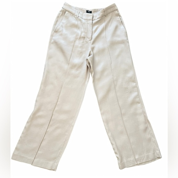 Express Editor Wide Leg Pants 4S Cream Linen Blend High Waist Matching Vest Soon - Picture 1 of 12
